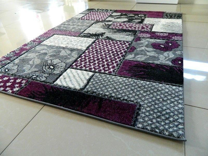 Purple & Silver Flowers Rug