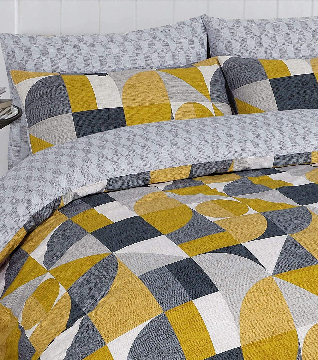 100% Cotton Yellow Geo Reversible Duvet Set