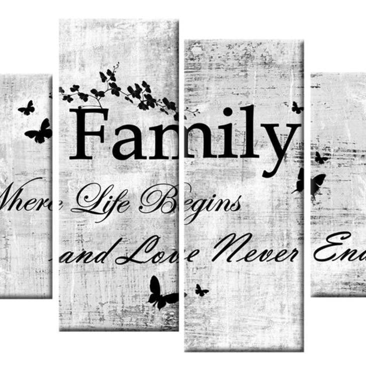 Family Quotation 4 Part Canvas