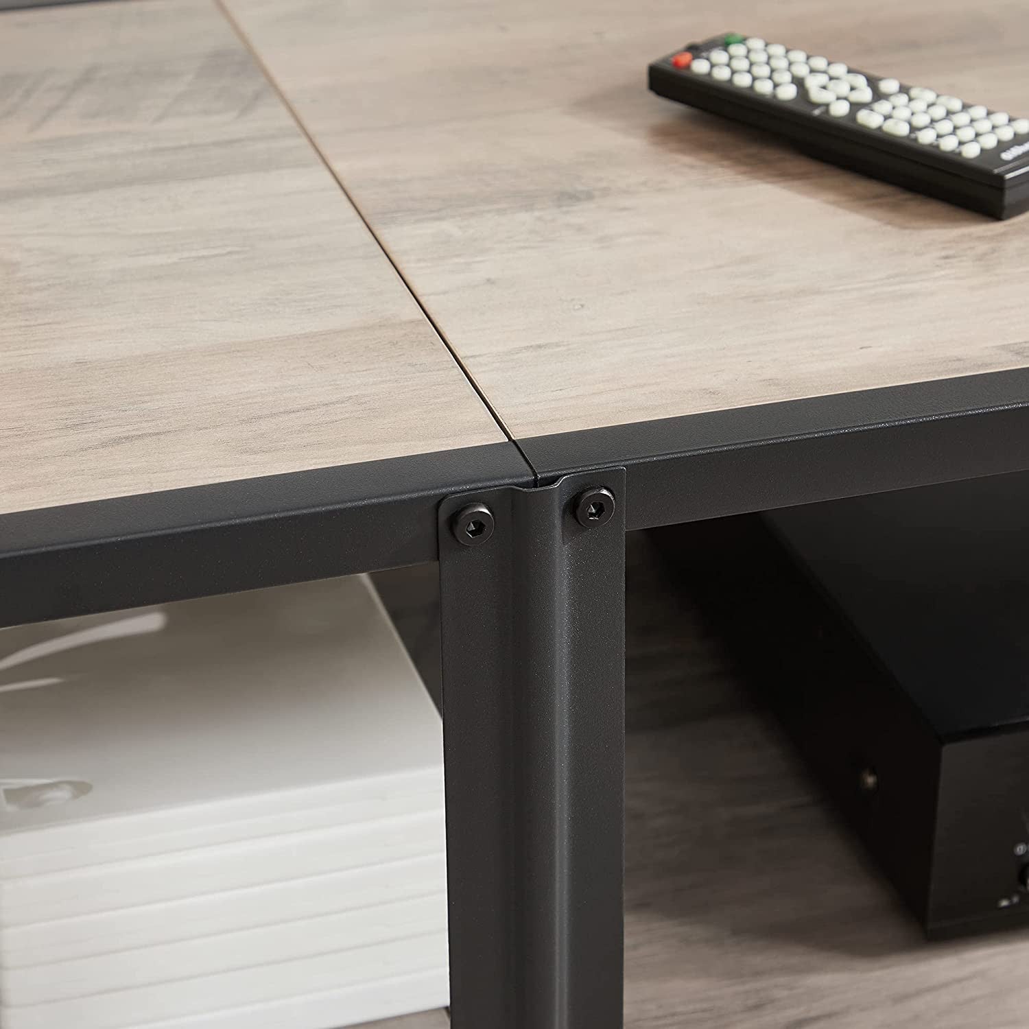 Greige and Black TV table