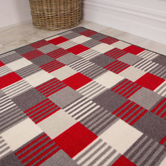 Red & White Oyo Runner Rug