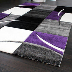 Purple Contemporary Checked Rug