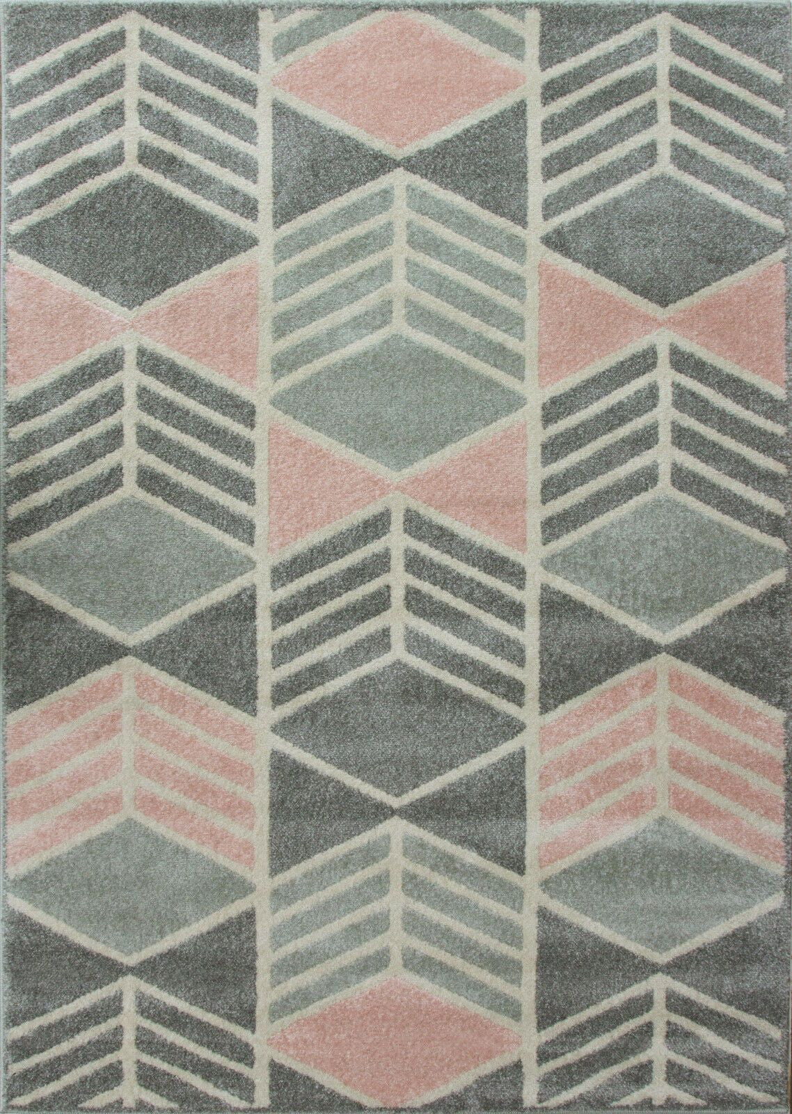 Grey & Blush Pink Diamond Rug