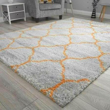 Grey & Orange Patterned Rug