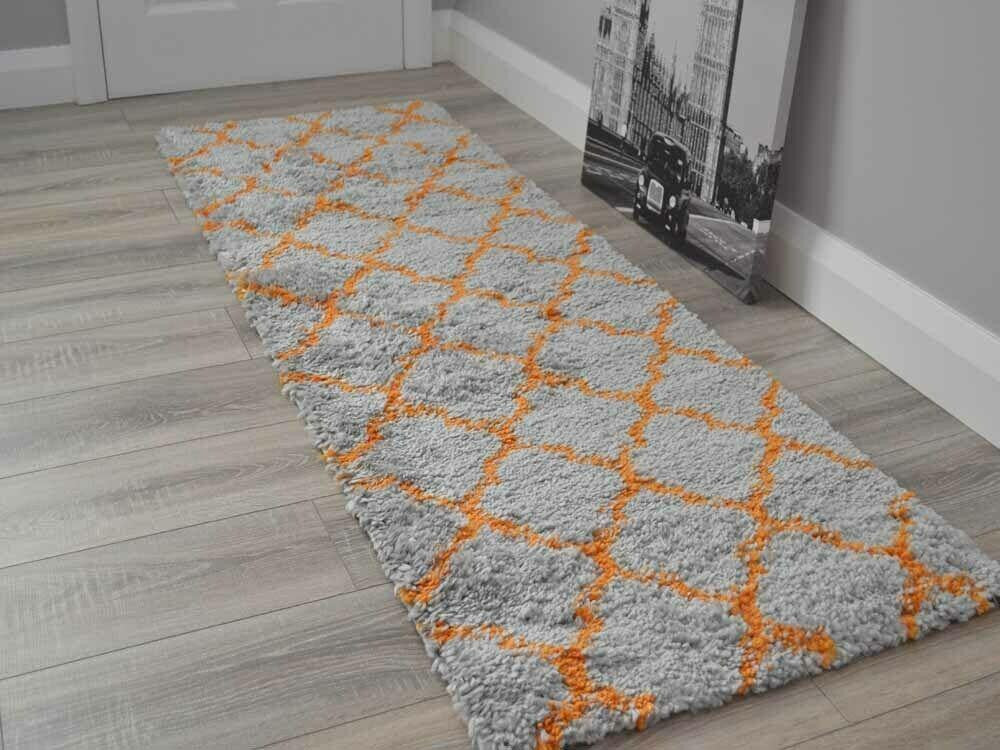 Grey & Orange Patterned Rug