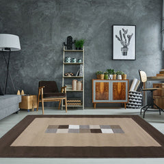 Brown Contemporary Centre Squared Rug