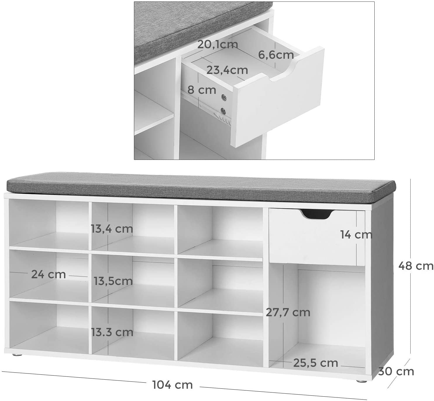 White Sintale Shoe Bench