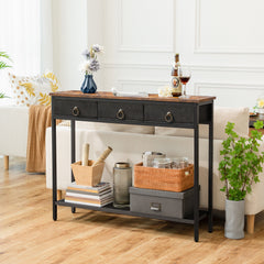 Rustic Triple Drawer Console Table