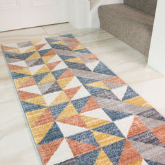 Yellow, Orange & Grey Geometric Rug