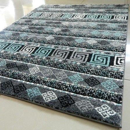 Dark Grey & Blue Greek Inspired Rug