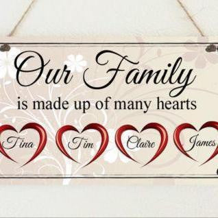 Personalised Plaque - Our Family Hearts