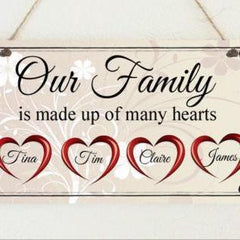 Personalised Plaque - Our Family Hearts