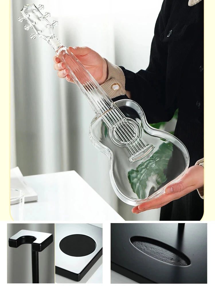 Glass Guitar Decanter & Glasses Set