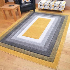 Ochre Gold Repeating Borders Rug