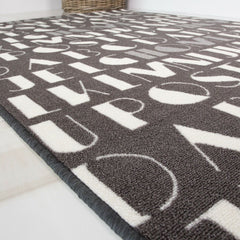 Grey Letters Rug