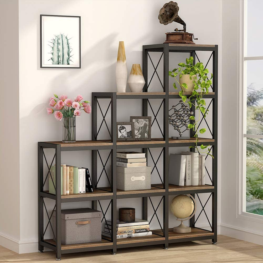 9 Cubed Industrial Stepped Bookcase