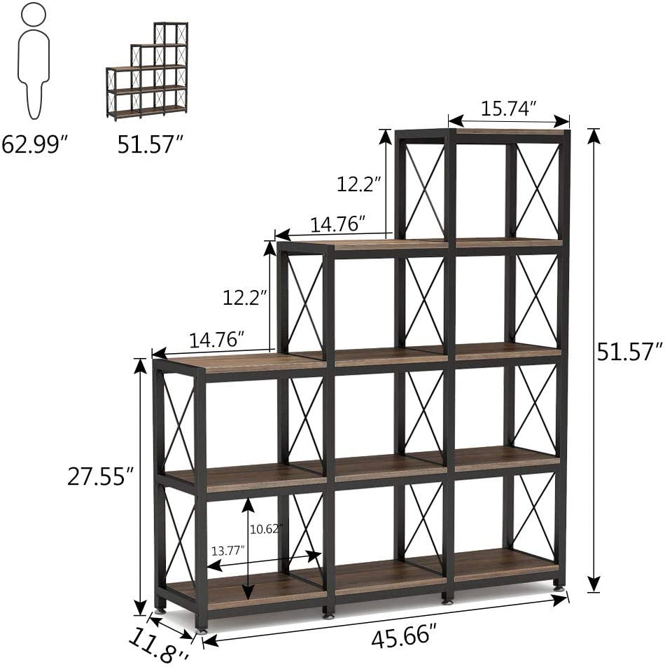 9 Cubed Industrial Stepped Bookcase