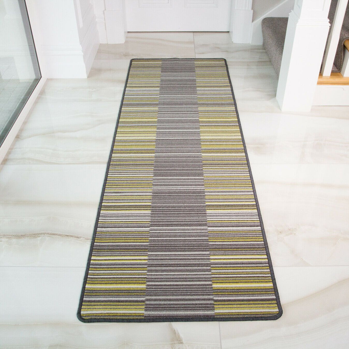 Green Sapporo Lined Runner Rug