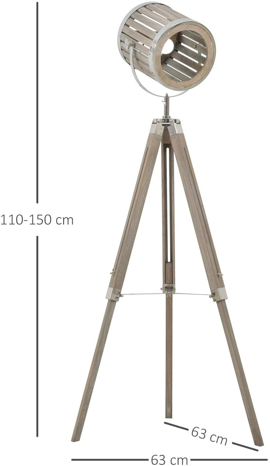 Natural Wood Telescopic Floor Lamp