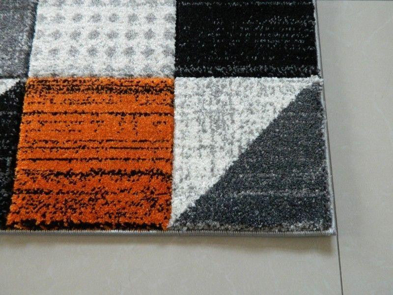 Orange & Silver Spotty Squared Rug