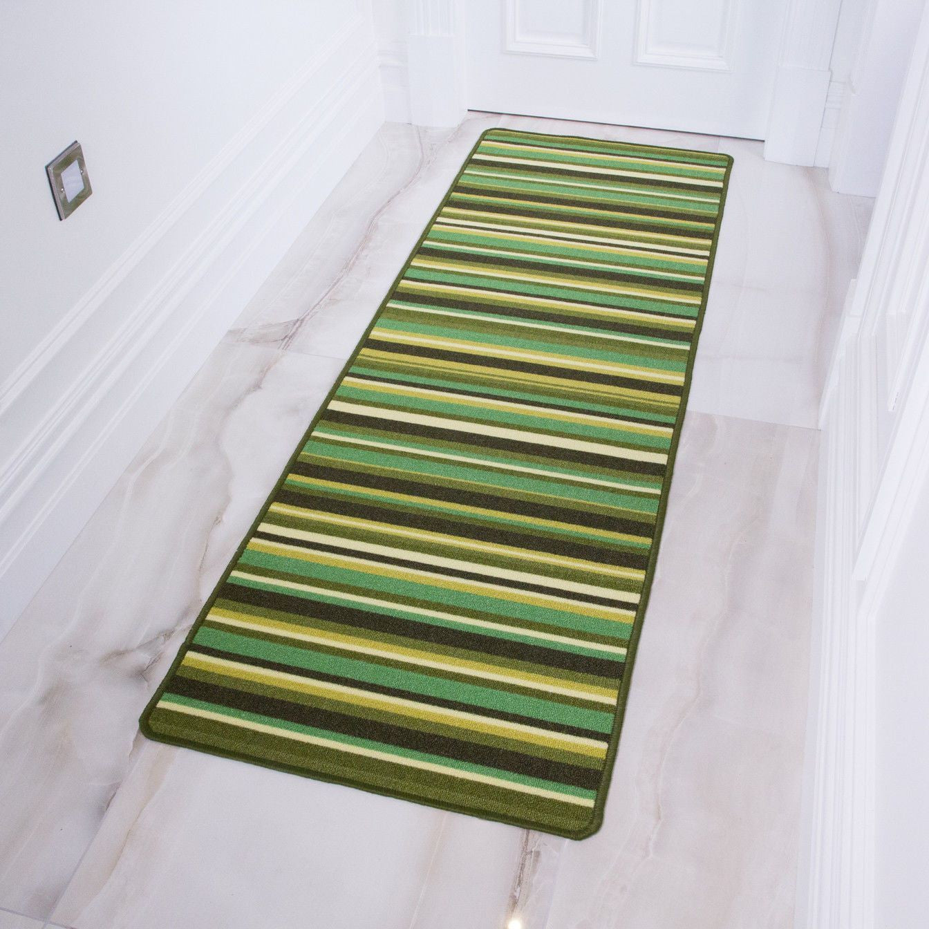 Green Striped Runner Rug