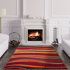 Red Swirling Stripe Rug