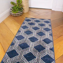 Navy Octa Runner Rug