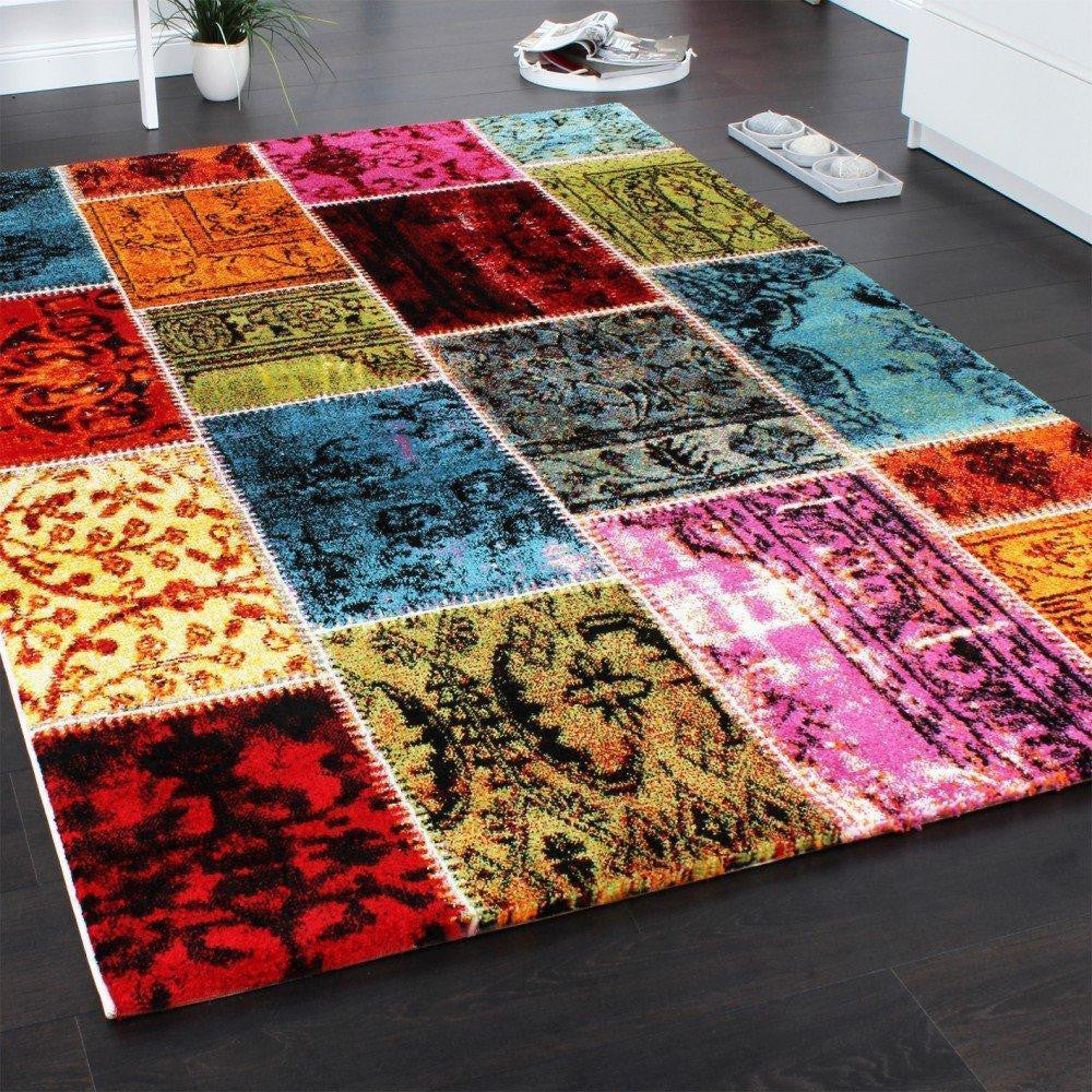 Colourful Vintage Patchwork Rug