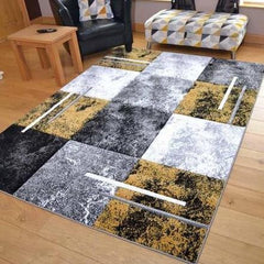 Mustard & Black Marble Rug