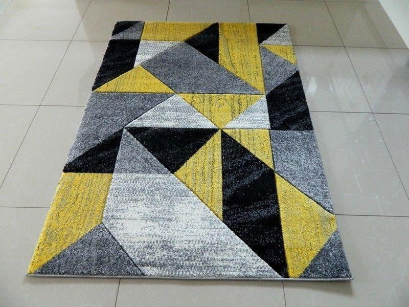 Large Yellow & Silver Triangular Rug