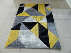 Large Yellow & Silver Triangular Rug