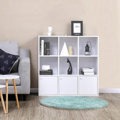 White Triple Bottomed Storage Bookcase