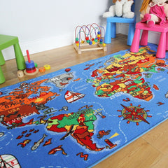 Childrens World Map Rug