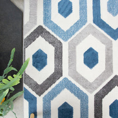 Blue Repeat Honeycomb Rug