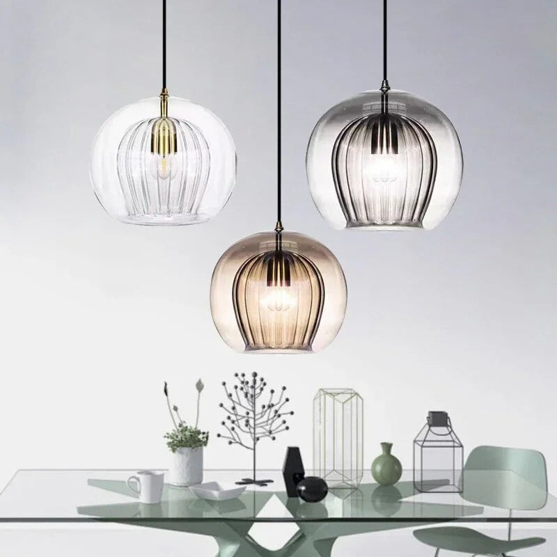 Nordic Ribbed Glass Pendant Light