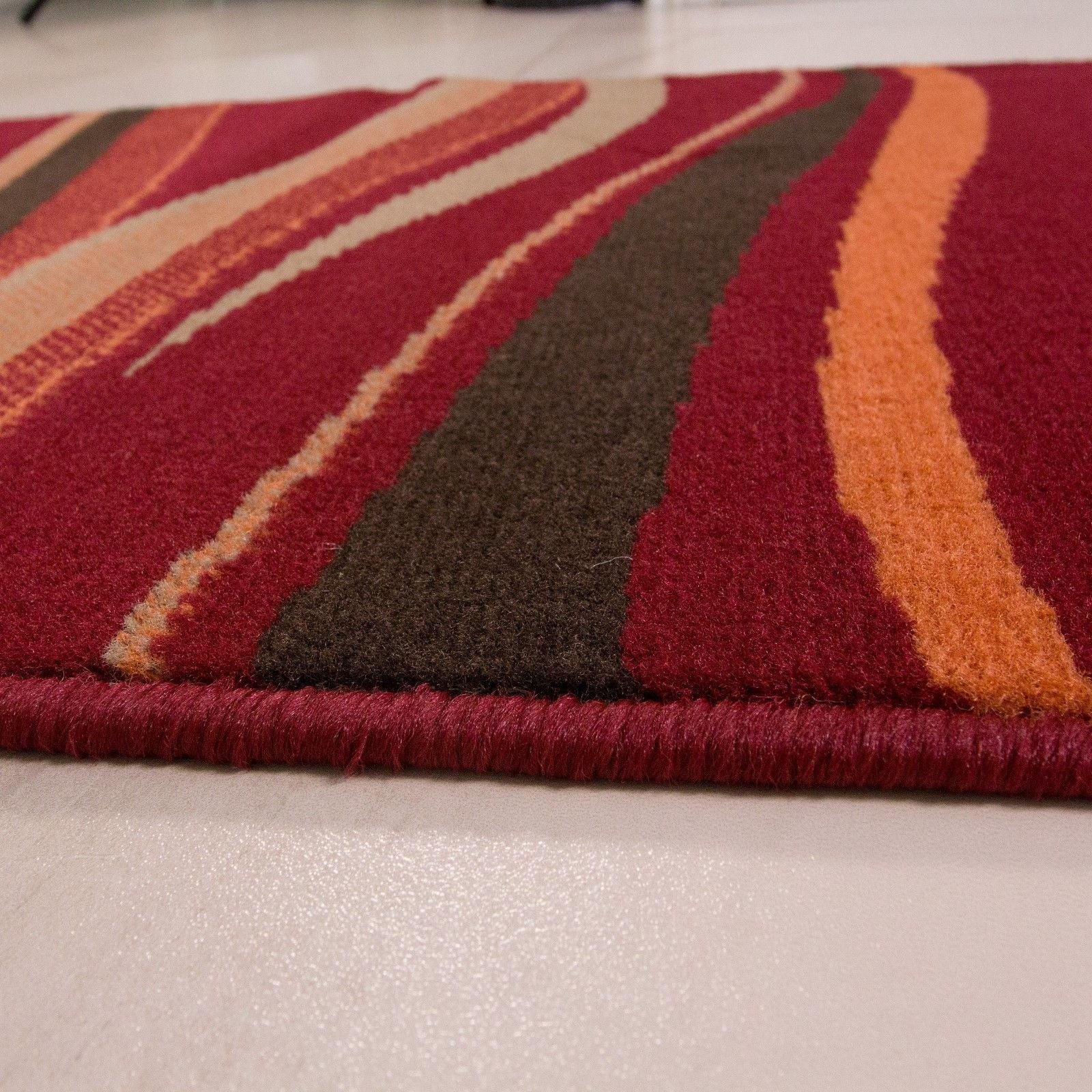 Red Swirling Stripe Rug