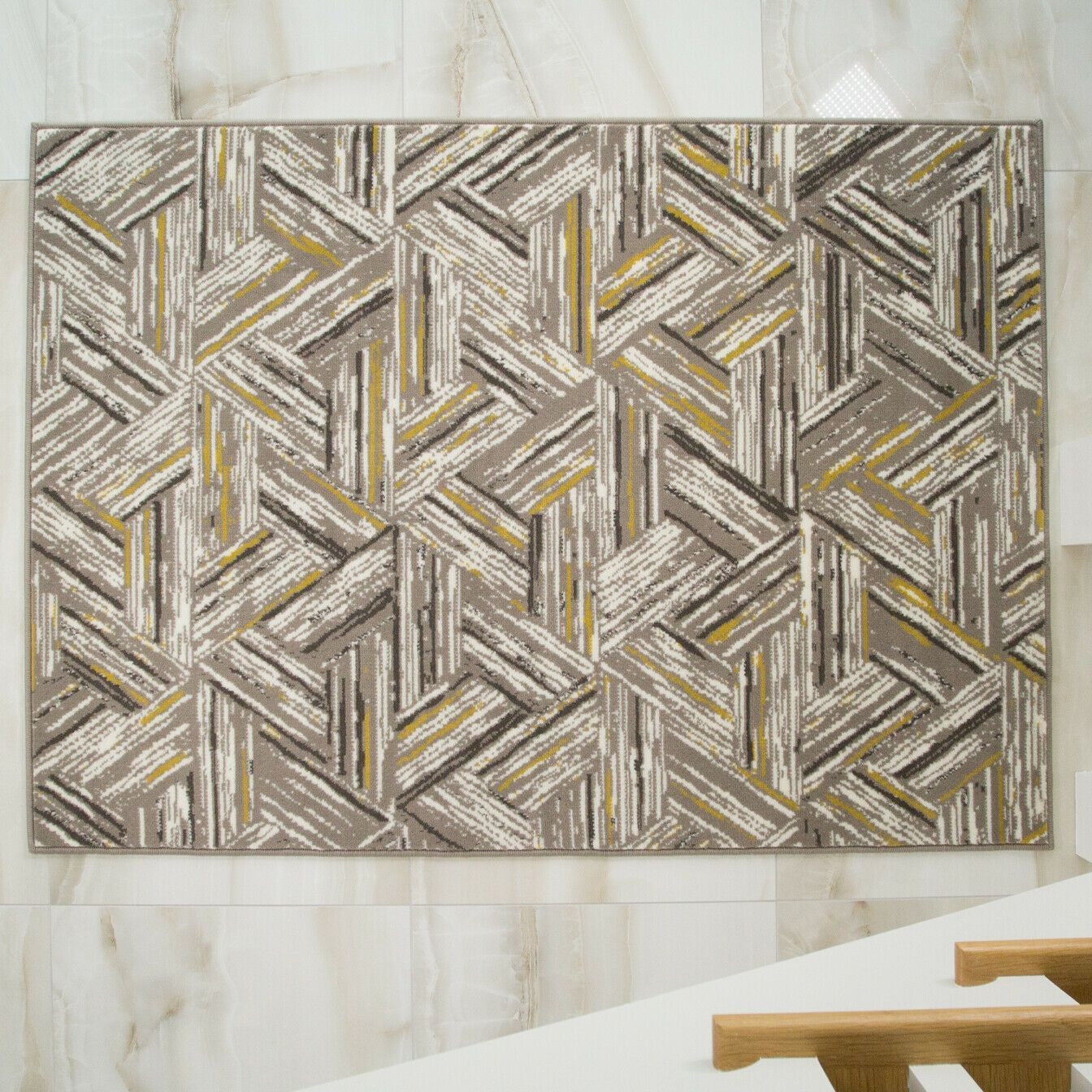 Contemporary Yellow & Grey Trilogy Rug