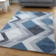 Blue Geometric Waving Arrow Rug