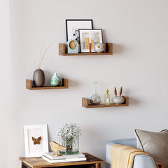 Set Of 3 Rustic Floating Shelves