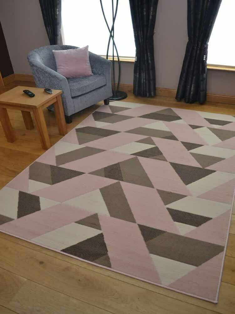 Pink & Brown Geometric Rug