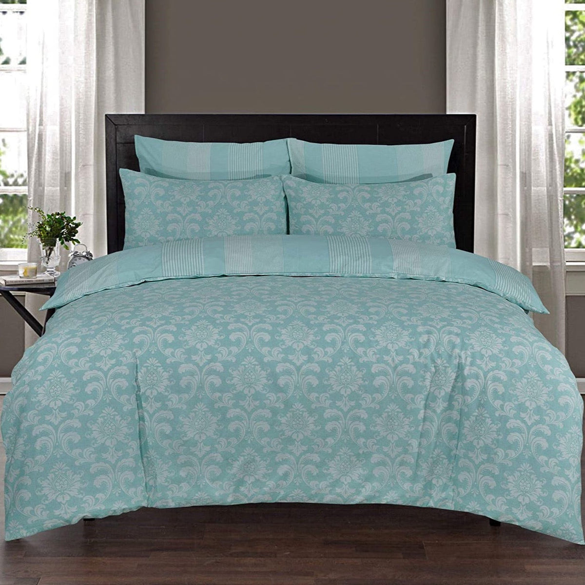 100% Cotton Blue Tile Reversible Duvet Set