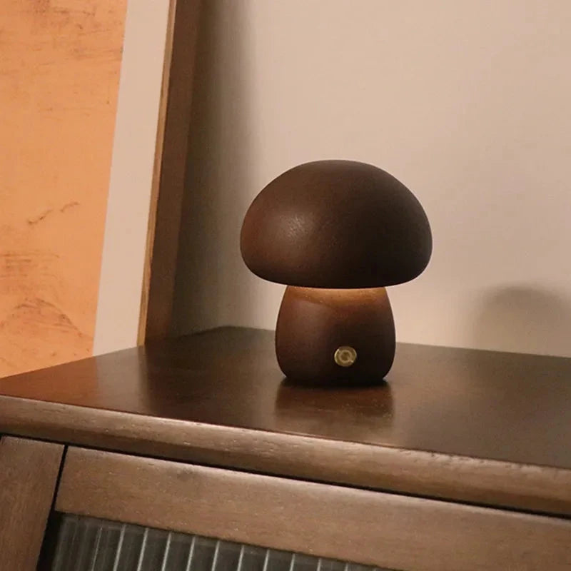 Wooden Mushroom Lamp