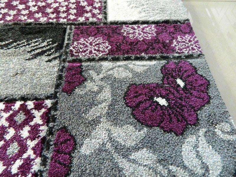 Purple & Silver Flowers Rug