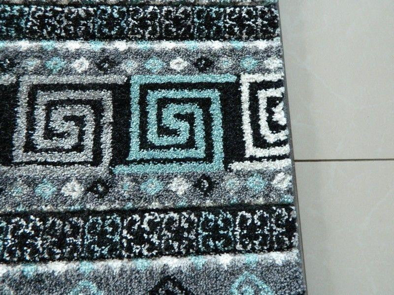 Dark Grey & Blue Greek Inspired Rug