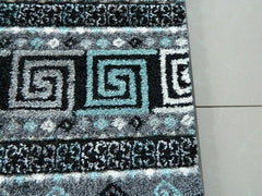 Dark Grey & Blue Greek Inspired Rug