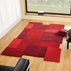 Red Abstract Collage Rug