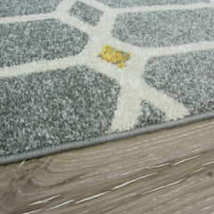 Silver, Yellow & Blue Abstract Rug