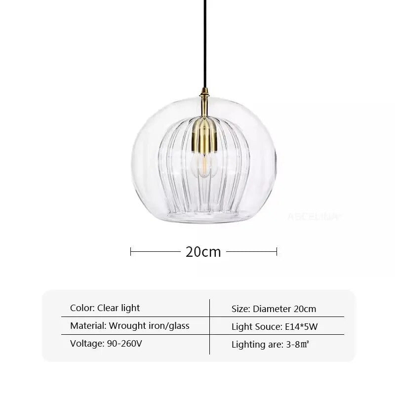 Nordic Ribbed Glass Pendant Light