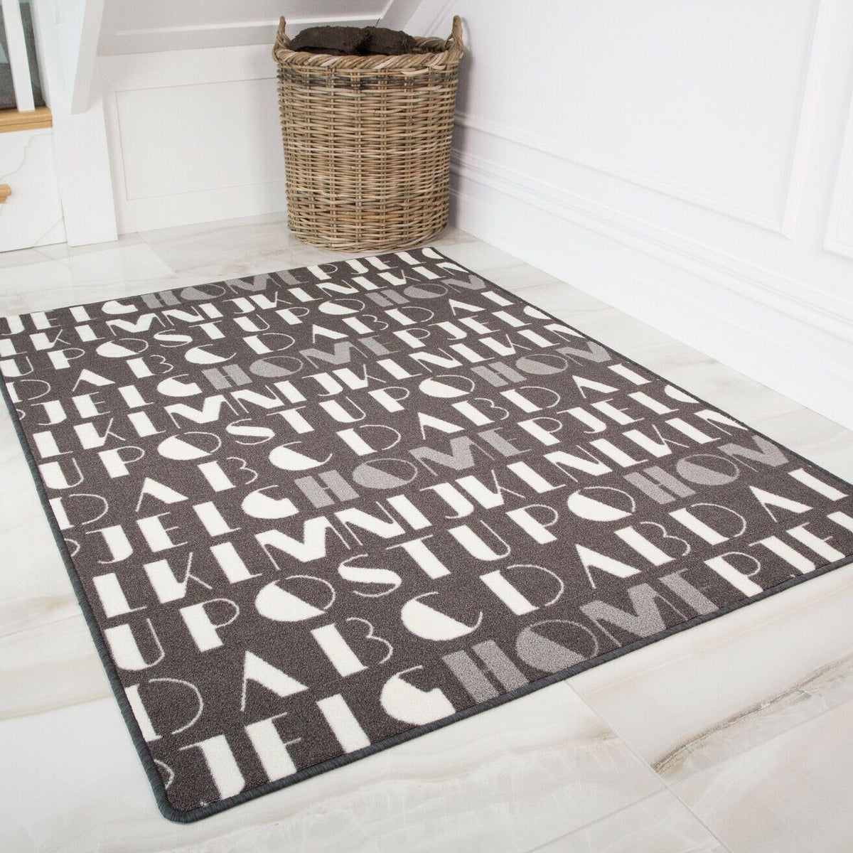 Grey Letters Rug