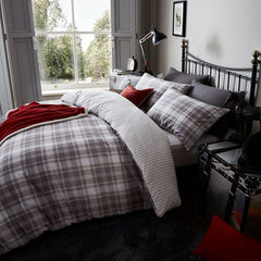 Grey Tartan Double Duvet Set